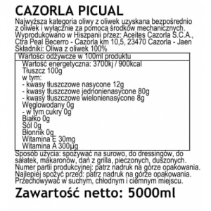 CAZORLA PICUAL Oliwa z oliwek 5L, OL11