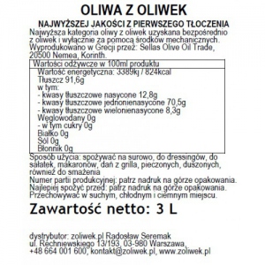 Sellas 3L Oliwa z oliwek 100% Manaki, OL7